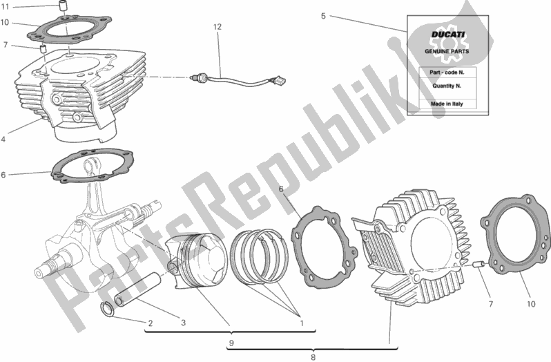 All parts for the Cylinder - Piston of the Ducati Monster 795-Thai 2013